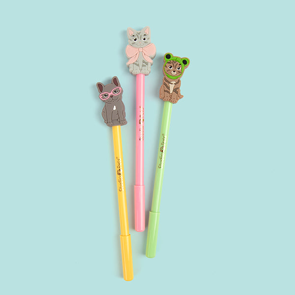STUDIO PETS BALL PENS WITH TOPPERS (3ERSET) Kleine Flitzer Distribution