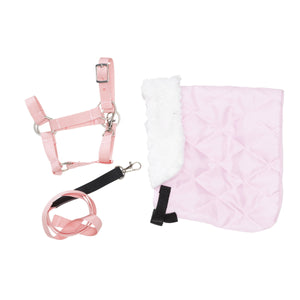PANDURO HOBBY HORSE HALFTER MIT STRICK UND DECKE - ROSA