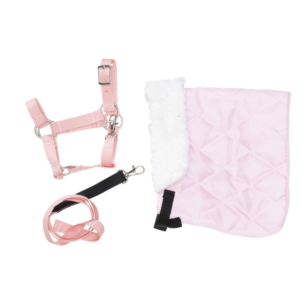 PANDURO HOBBY HORSE HALFTER MIT STRICK UND DECKE - ROSA