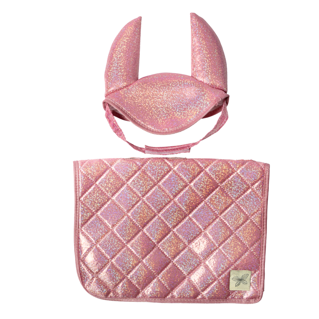 SADDLE PAD AND BONNET -  PINK