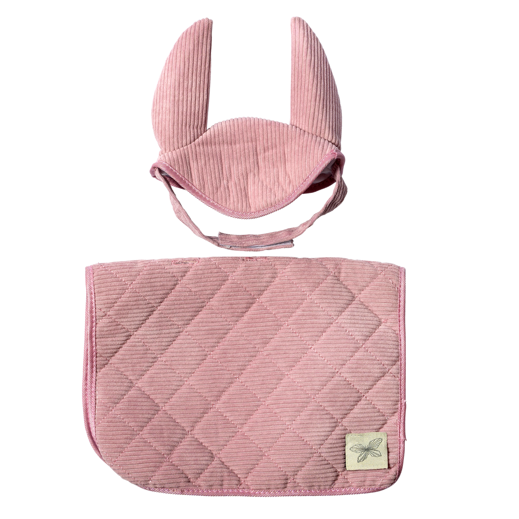 SADDLE PAD AND BONNET -  ROSE