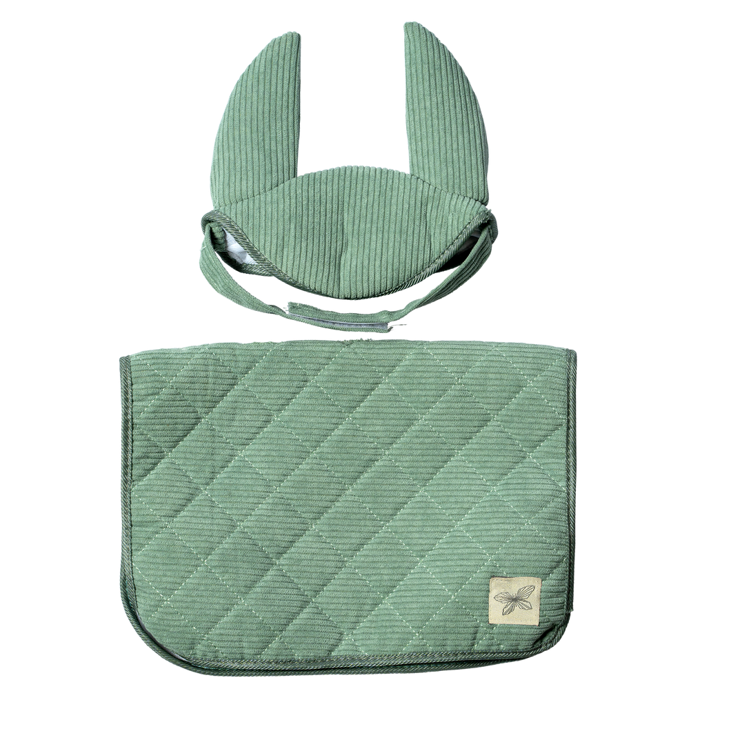 SADDLE PAD AND BONNET -  GREEN