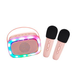 NEW SPEAKER WITH 2 WIRELESS MICROPHONE AND LIGHT -  ROSE