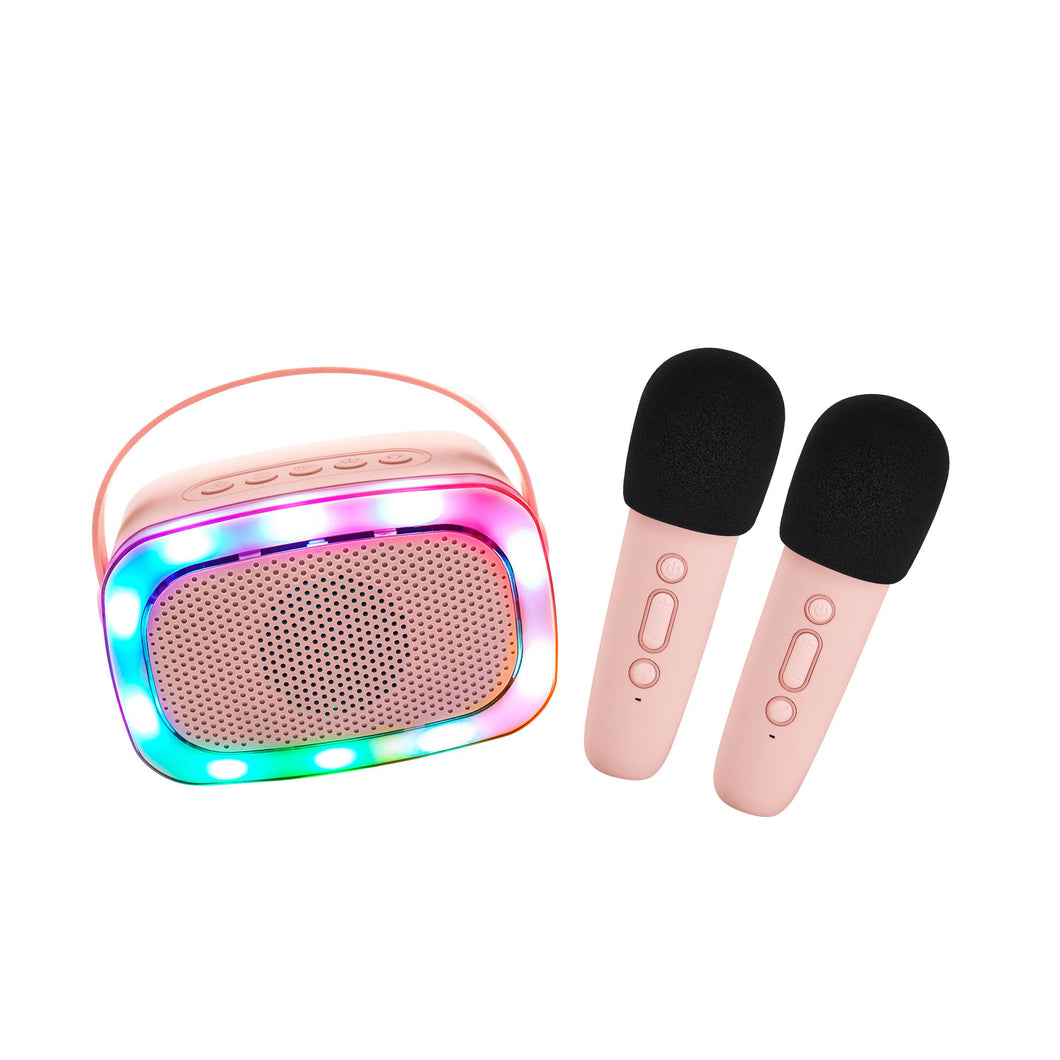 NEW SPEAKER WITH 2 WIRELESS MICROPHONE AND LIGHT -  ROSE