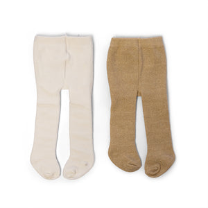 DOLL TIGHTS – CREAM/GOLD (2 PAIRS)